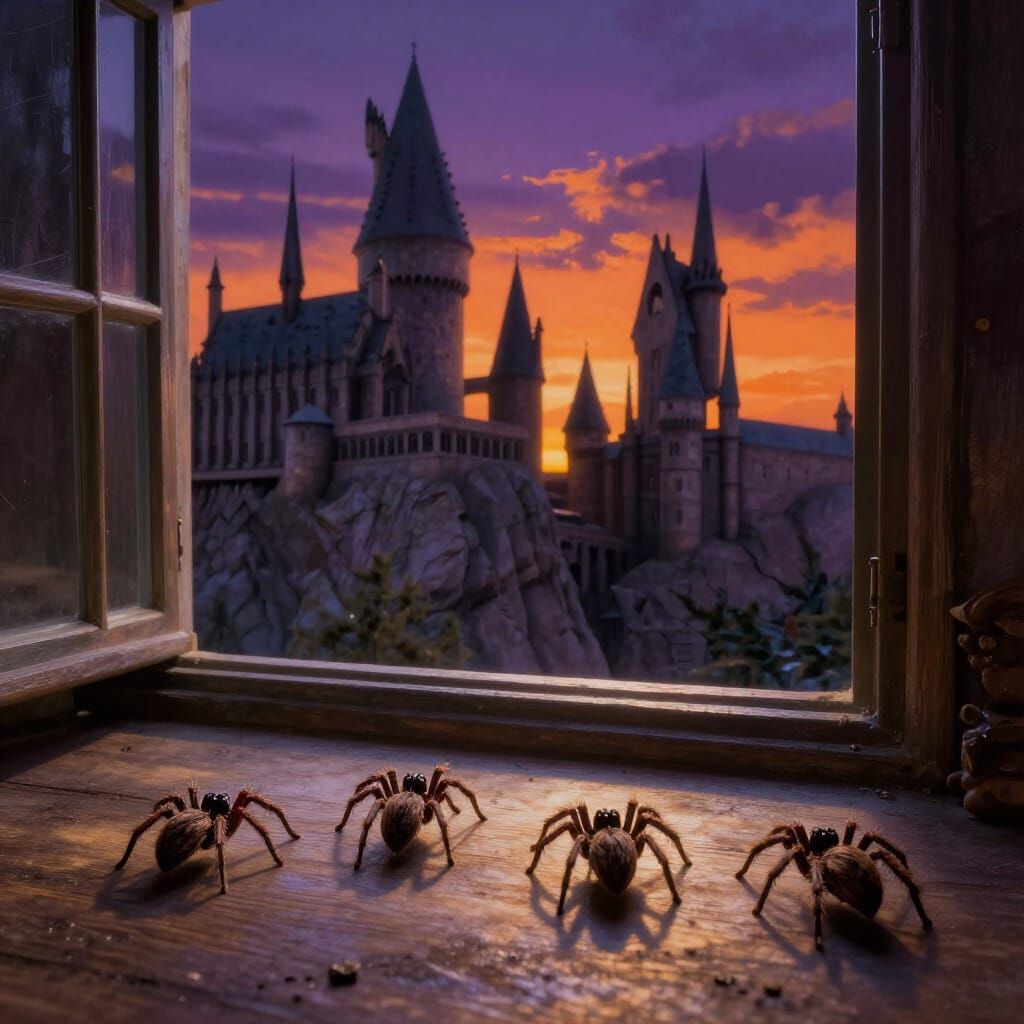 Tiny Spiders Crawl Towards Hogwarts at Twilight
