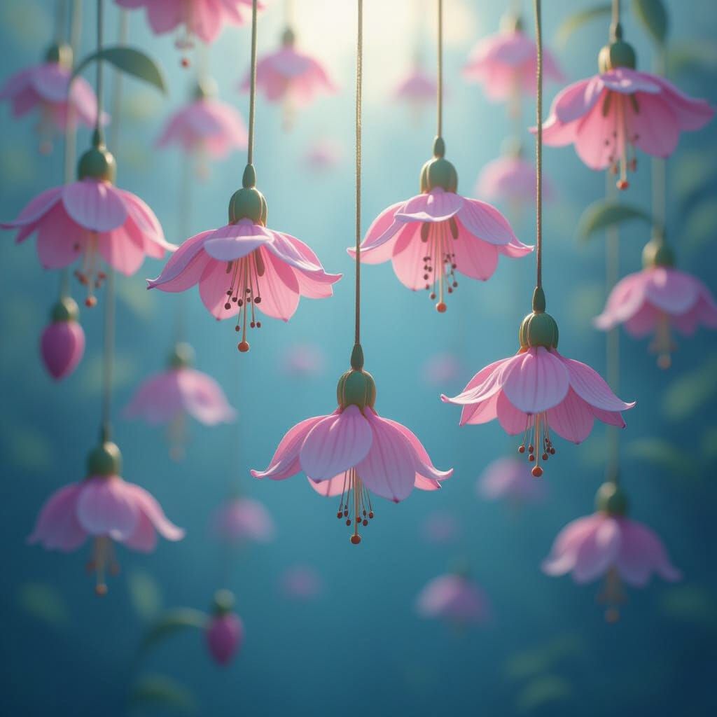 Surreal Upside-Down Flowers in Dreamlike Ambiance