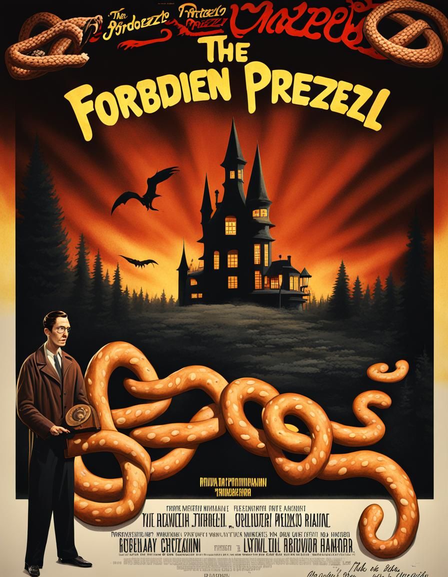 The Forbidden Pretzel: A 1950s Horror Movie Poster