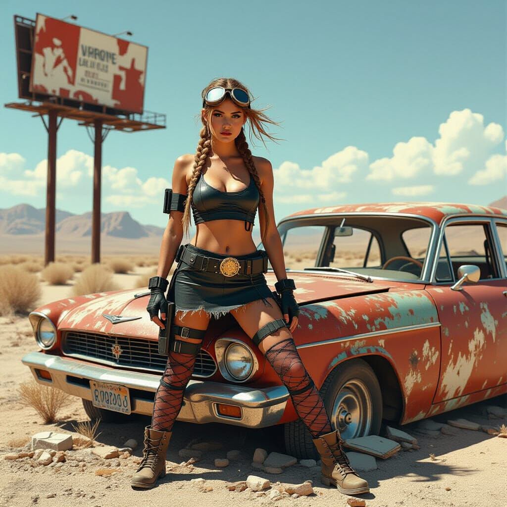 Wasteland Scavenger in Radioactive Desert, Post-Apocalyptic ...
