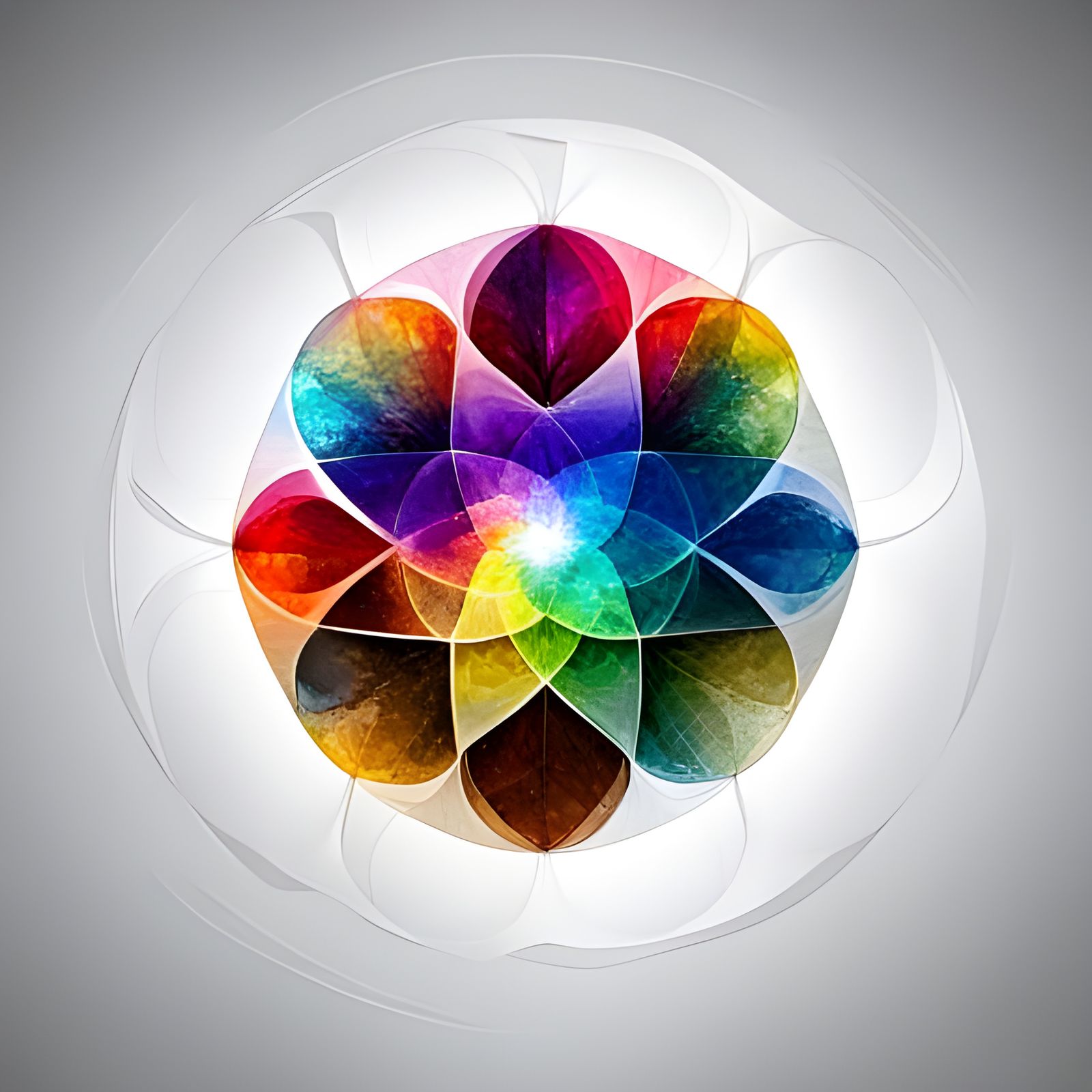 Rainbow Circles in Petal Configuration with 3D Shading