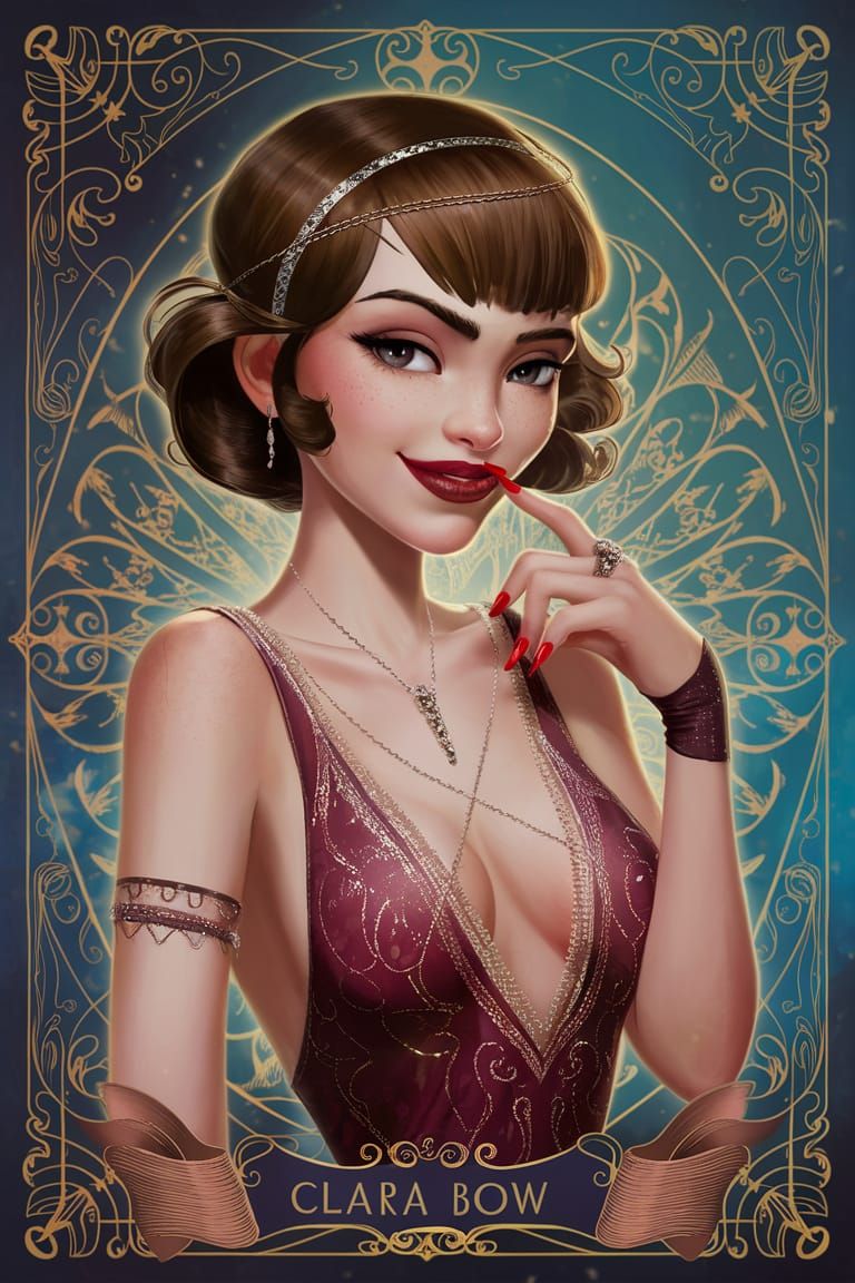Flapper Girl Portrait in Vintage Illustration Style