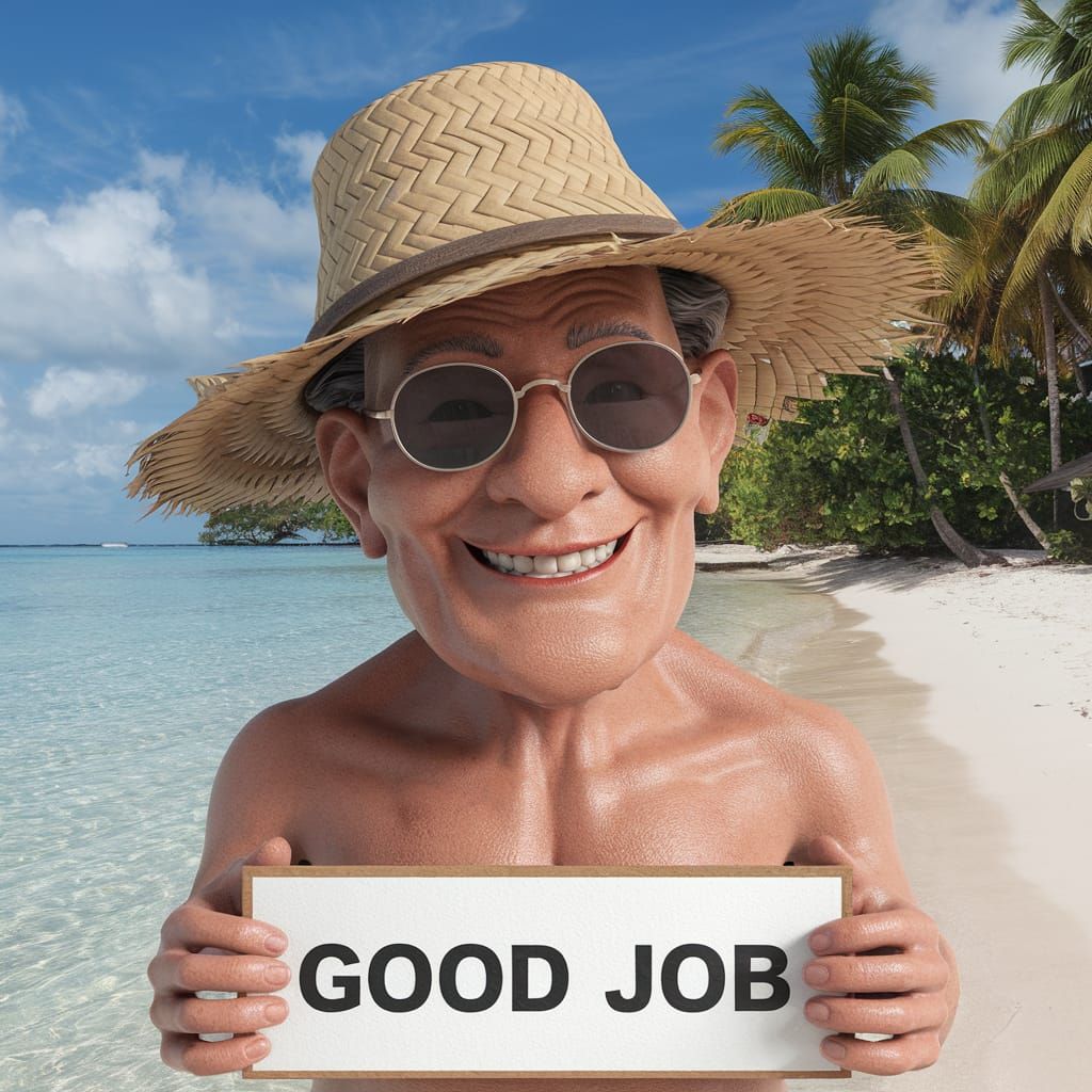 smiling  old beach hag