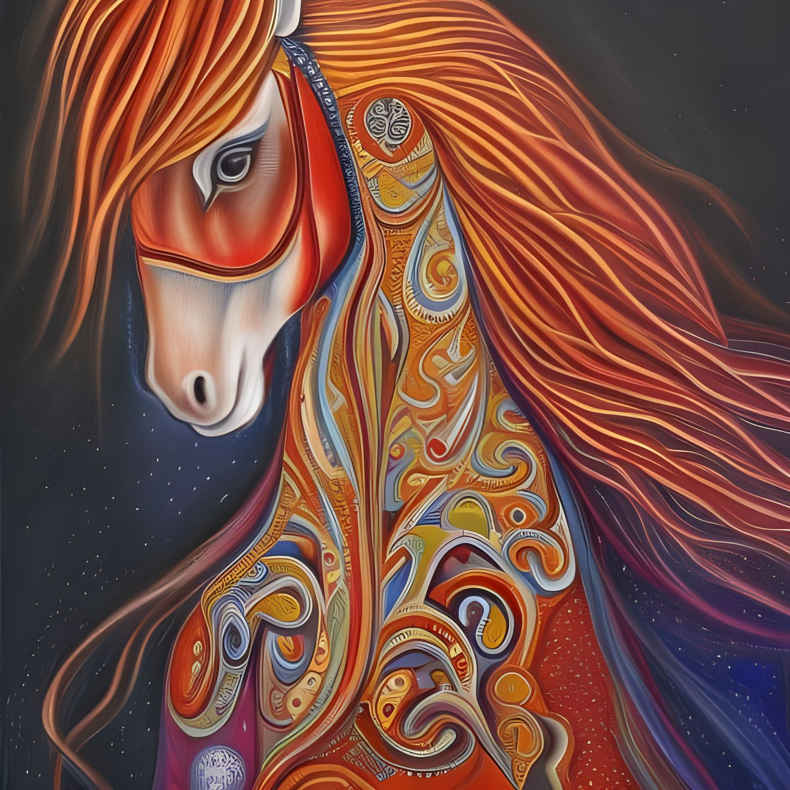 Surreal Horse Painting in Visionary Art Style