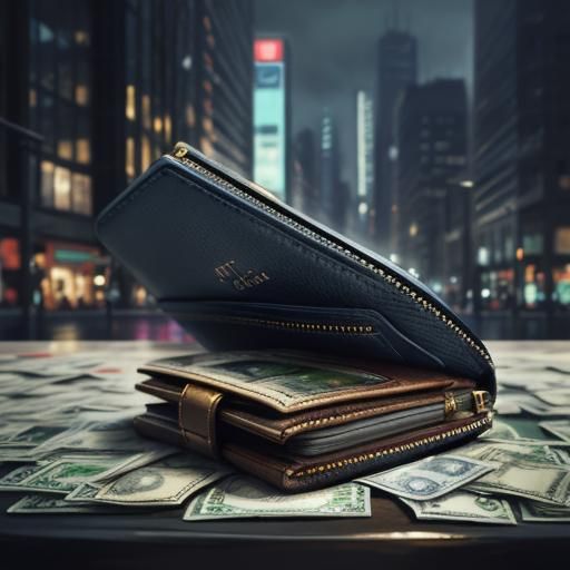 Counting Money in the City as Oil Painting