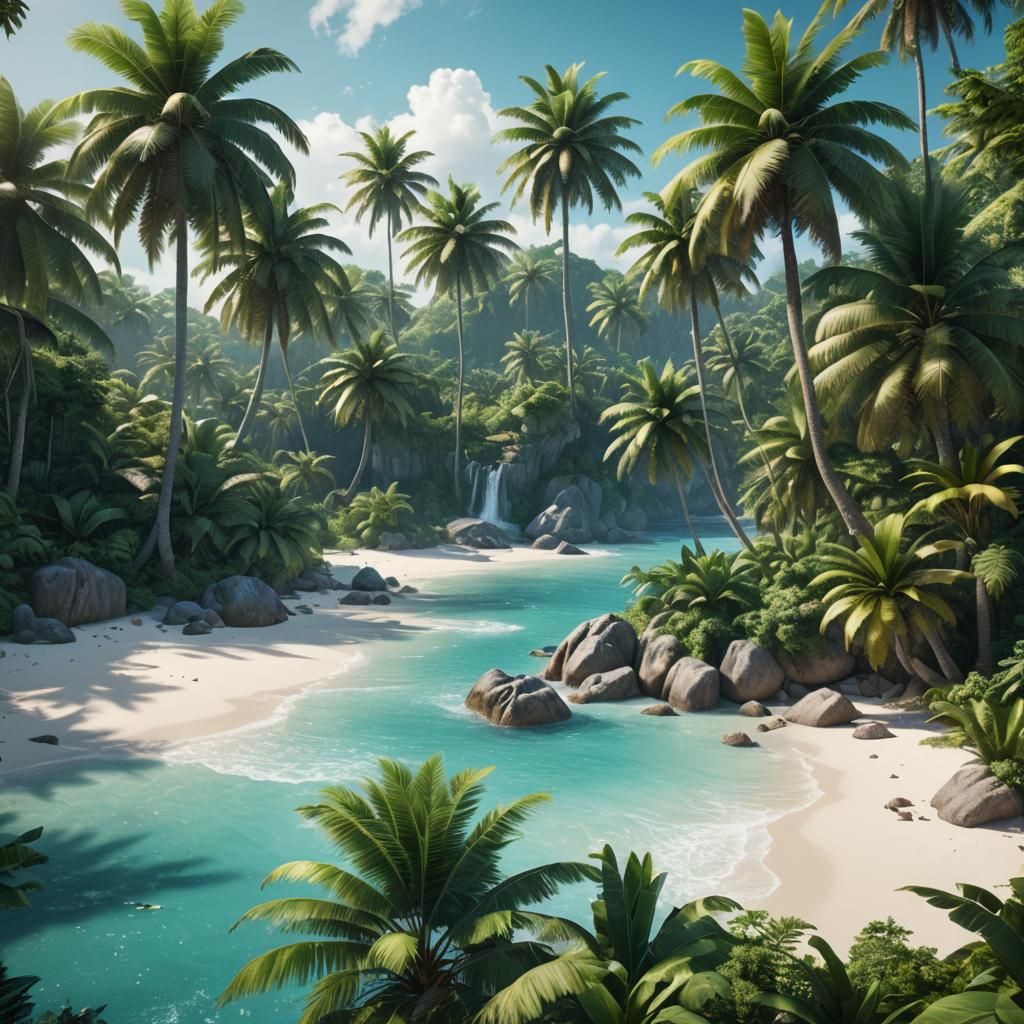 Tropical Paradise: Detailed Matte Painting in Unreal Engine