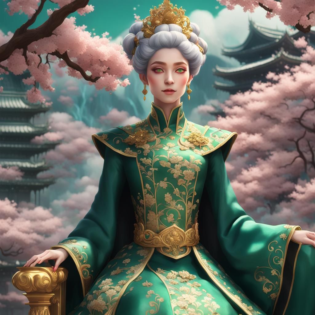 Lady Frances Finch on Throne in Anime Style