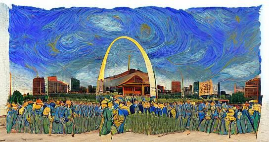 St. Louis in Van Gogh Post-Impressionist Style
