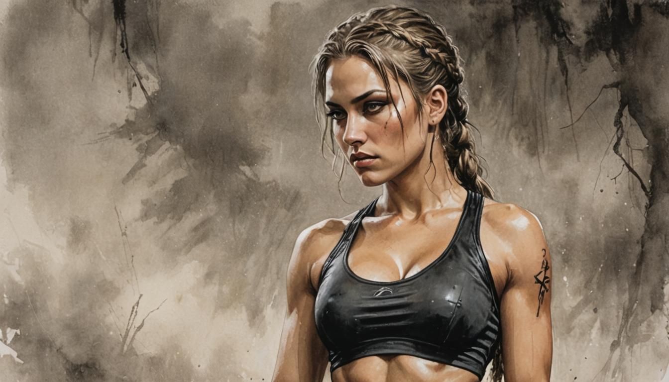 Rhea Ripley in Dark Surreal Style