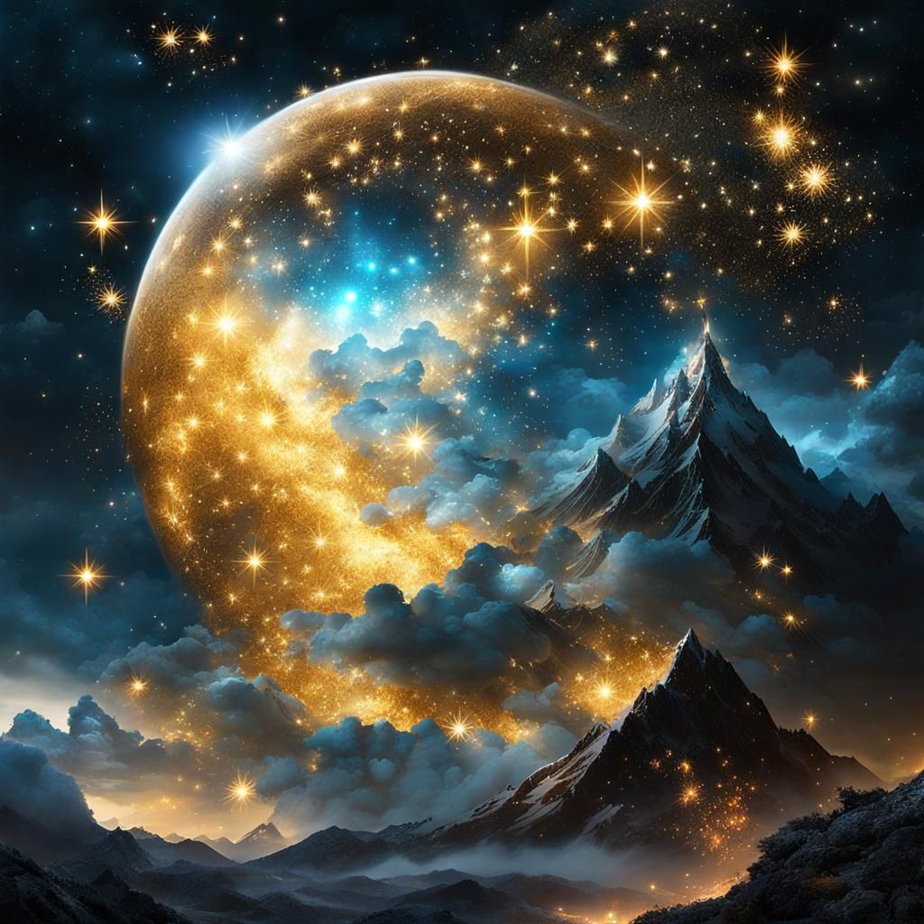 Glittering Fairy Goddess in Bioluminescent Galaxy