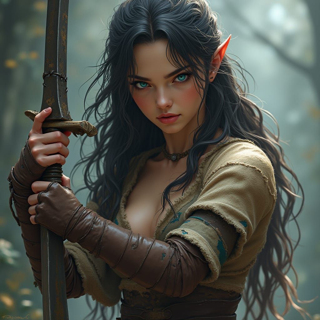 Ethereal Elf Warrior in Hyperrealistic Anime Style