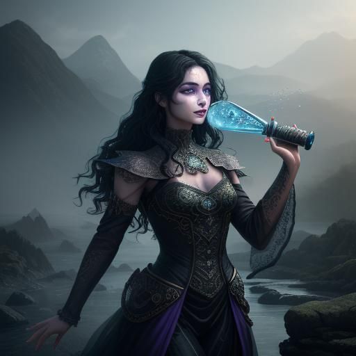 Irish Woman as Aquarius Water Bearer in Fantasy Style