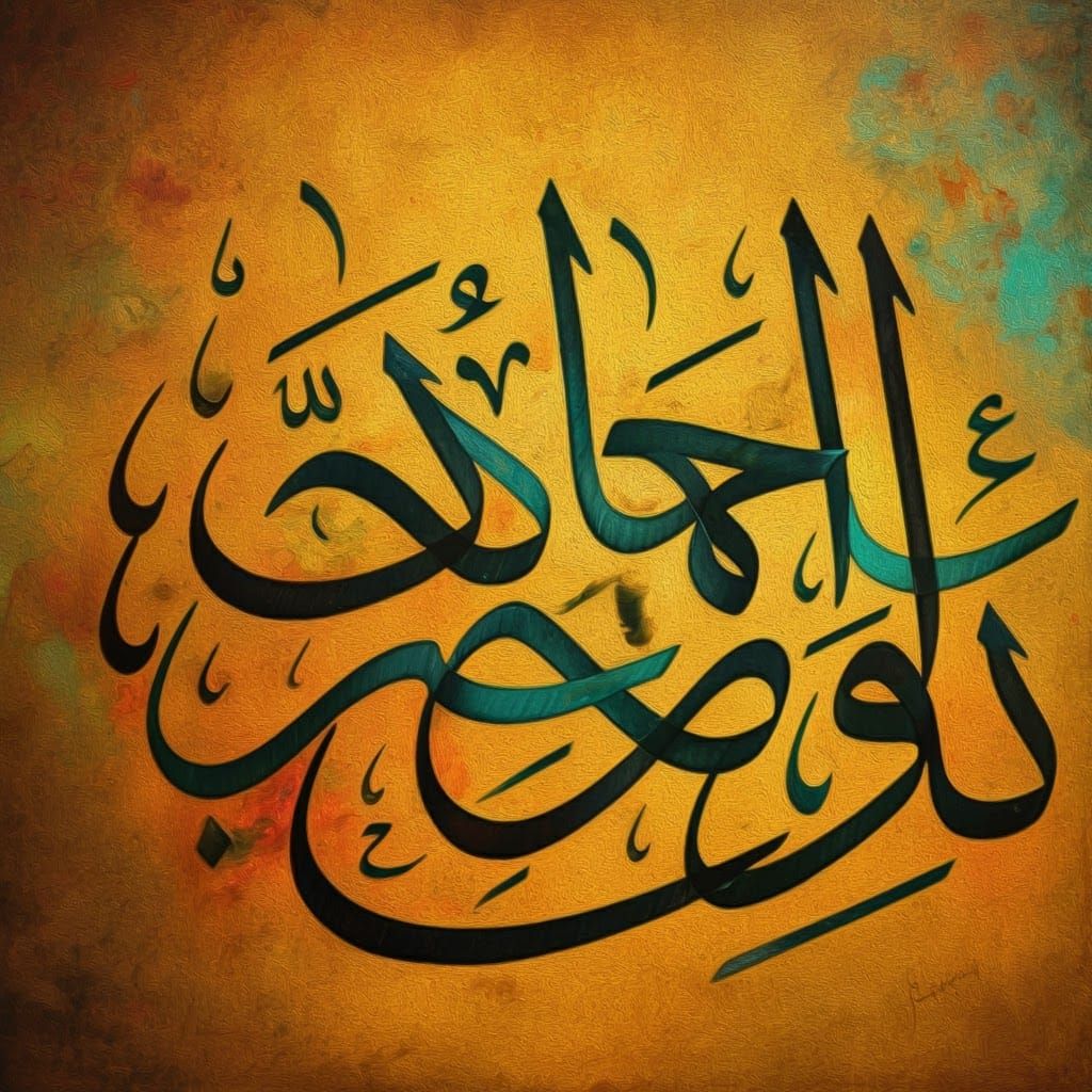 Exotic Arabic Calligraphy Oil Painting