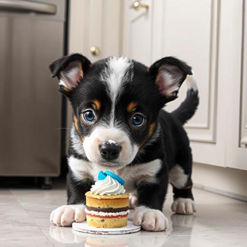Cute Puppy's First Birthday Celebration