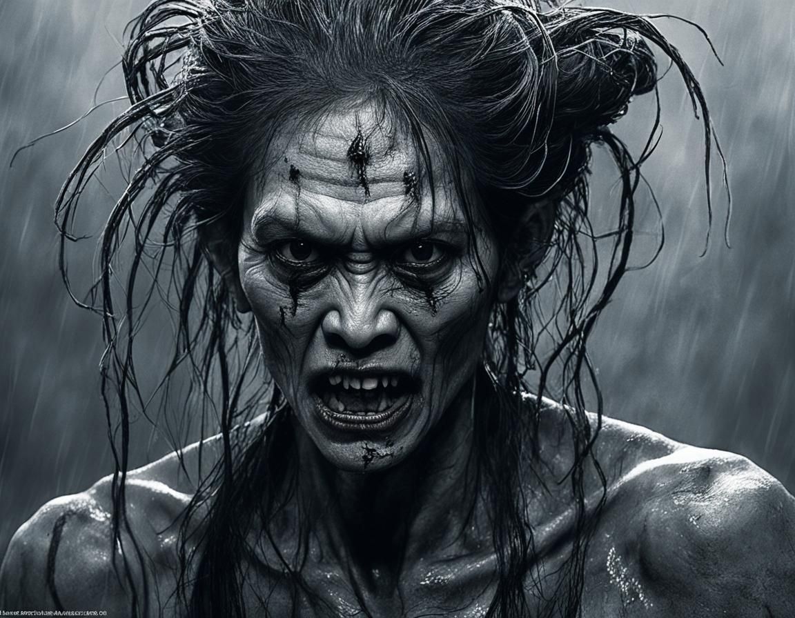 Terrifying Aswang Strangling Victim in Dark Fantasy Style