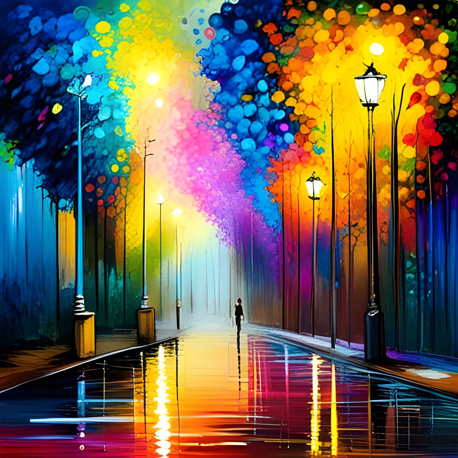 Colorful Abstract Expressionist Oil Painting Background