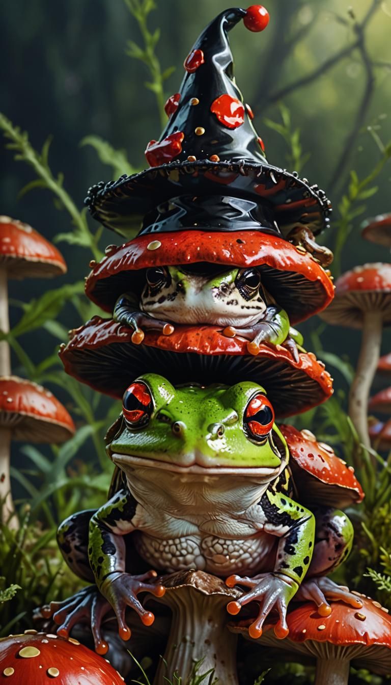 Grotesque yet Elegant Frog Portrait in Oil Painting Style