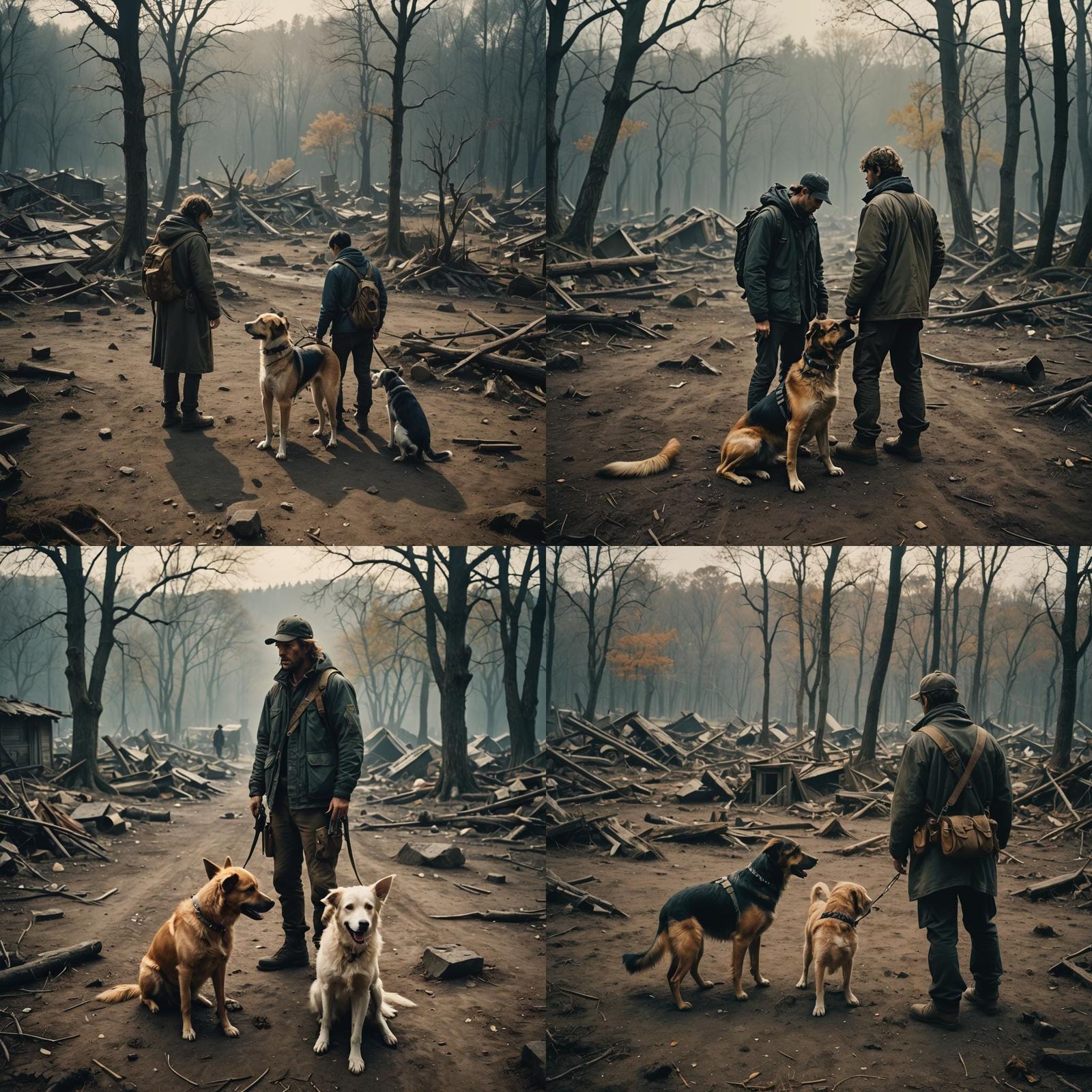 Post-Apocalyptic Man and Dog: A Cinematic Film Still