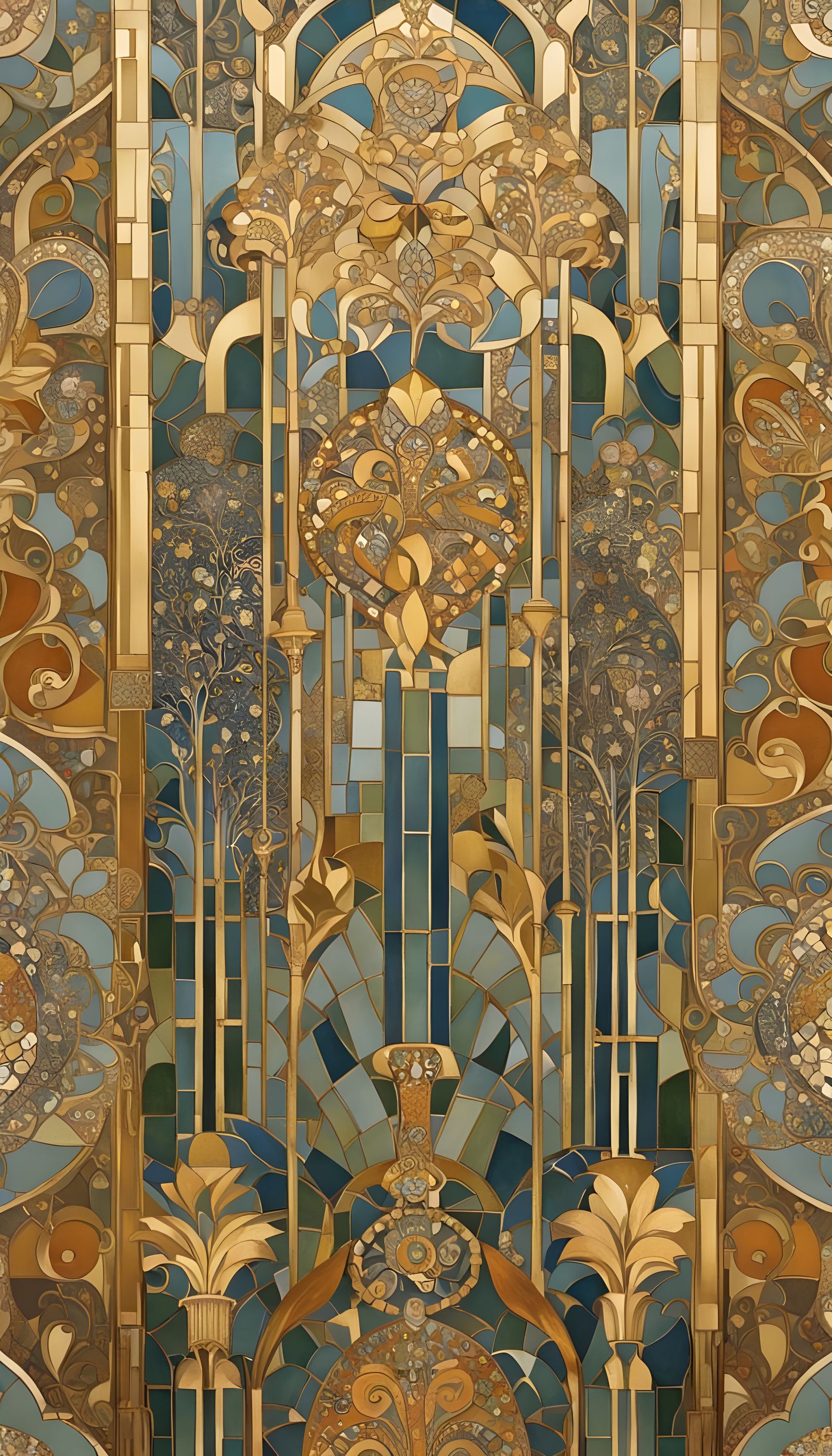 Elegant Women of Various Hues in Whimsical Gustav Klimt Styl...