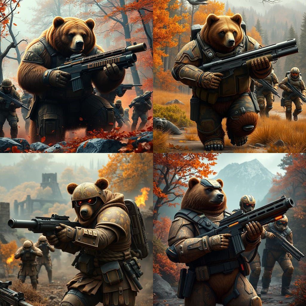 Autumn Camouflage Warrior in Sci-Fi Combat