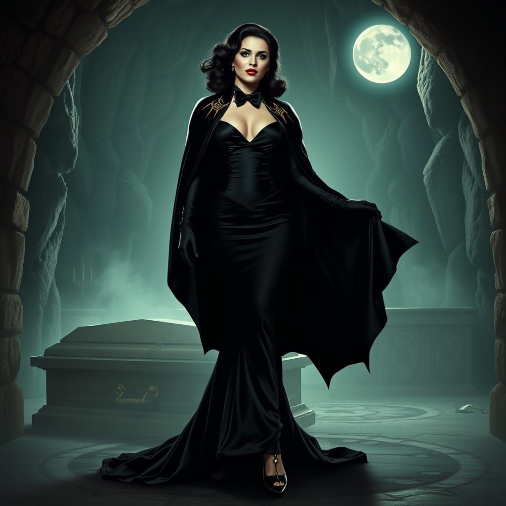Elegant Vampire Countess in Gothic Romance Style