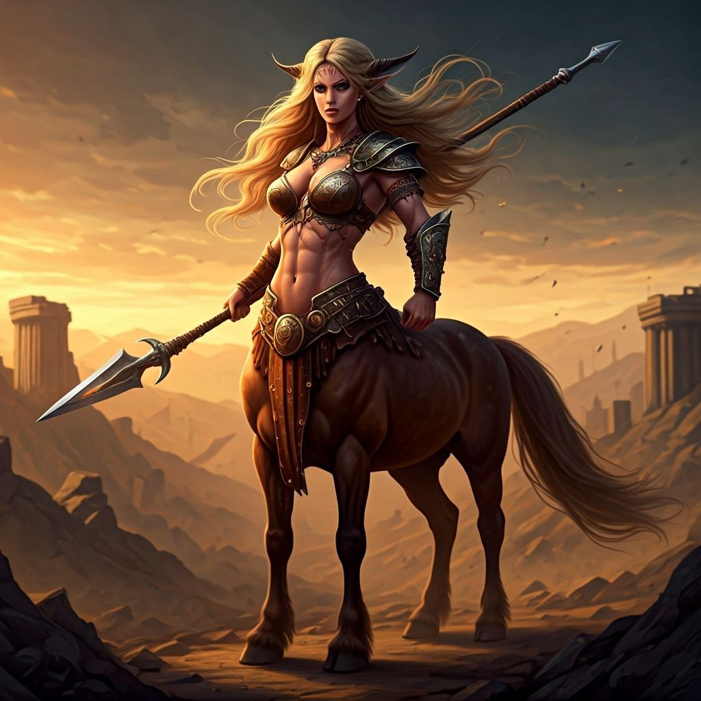 Centaur Warrior Stands Guard Over Battlefield Ruins