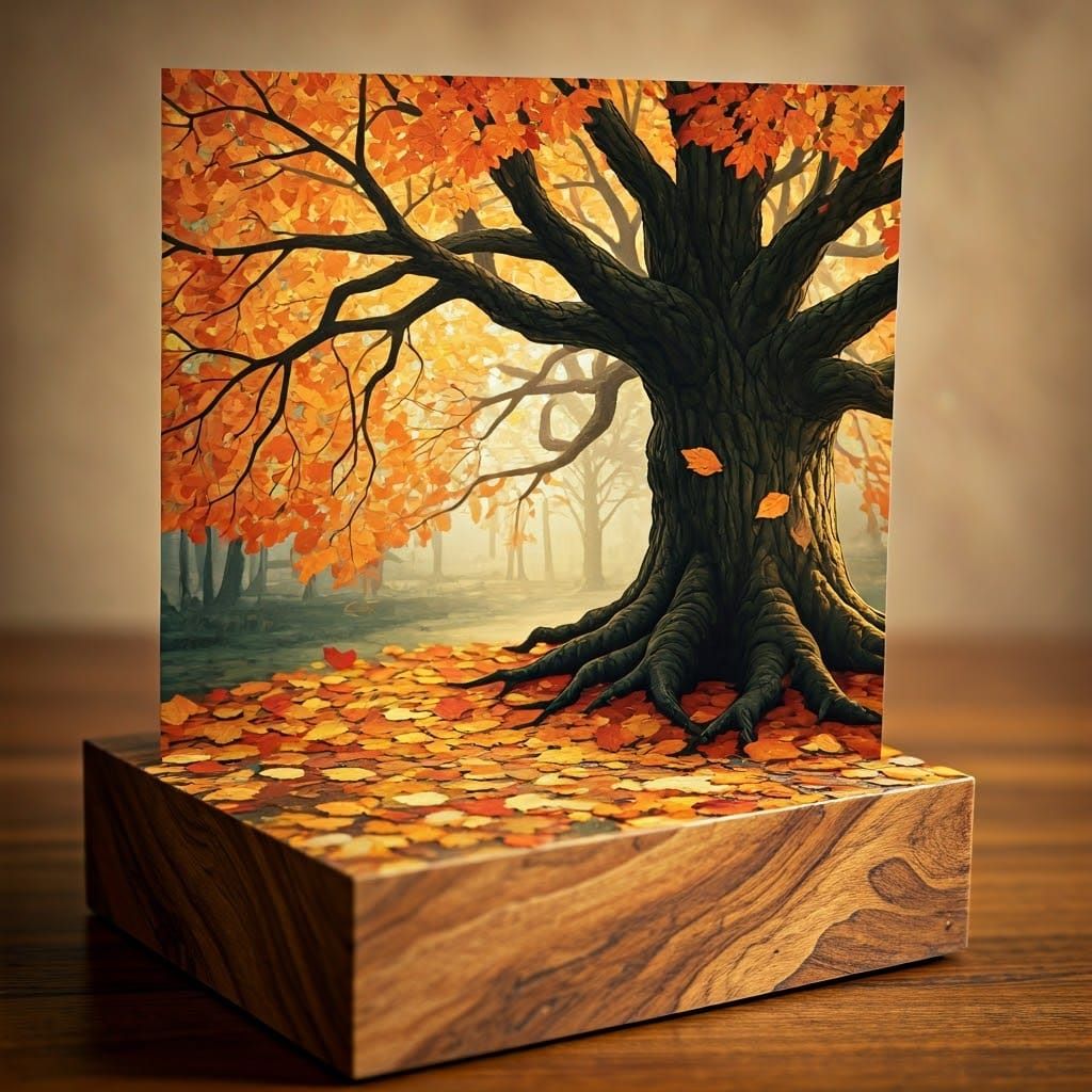 Autumn Leaves Collage in Mixed Media Style