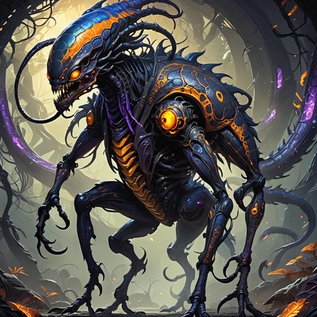 Alien Monster Concept Art in Dark Fantasy Style