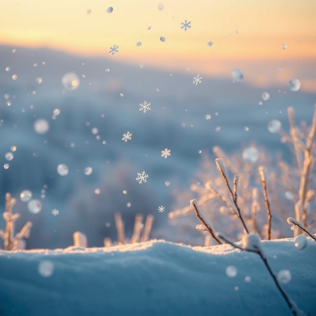 Serene Winter Landscape with Snowflakes