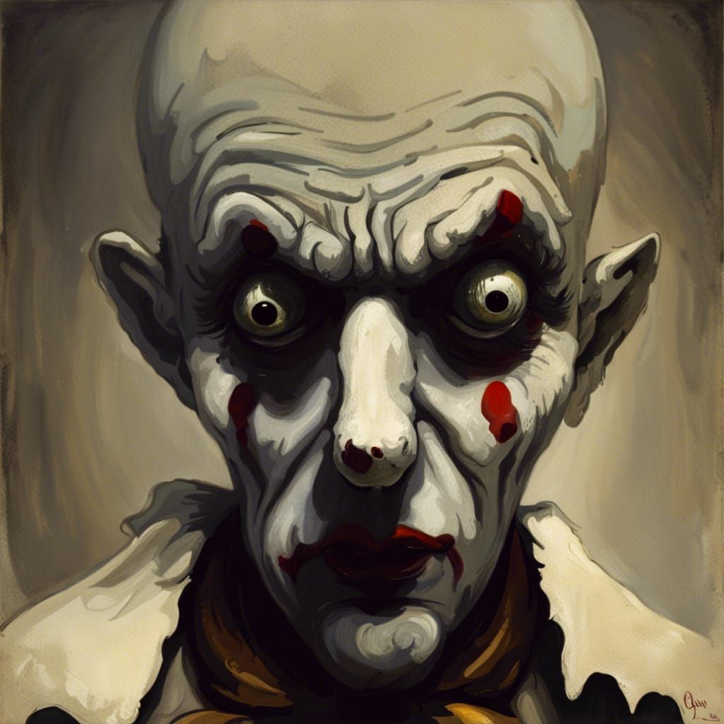 Haunting Sad Clown in Horror Illustration Style