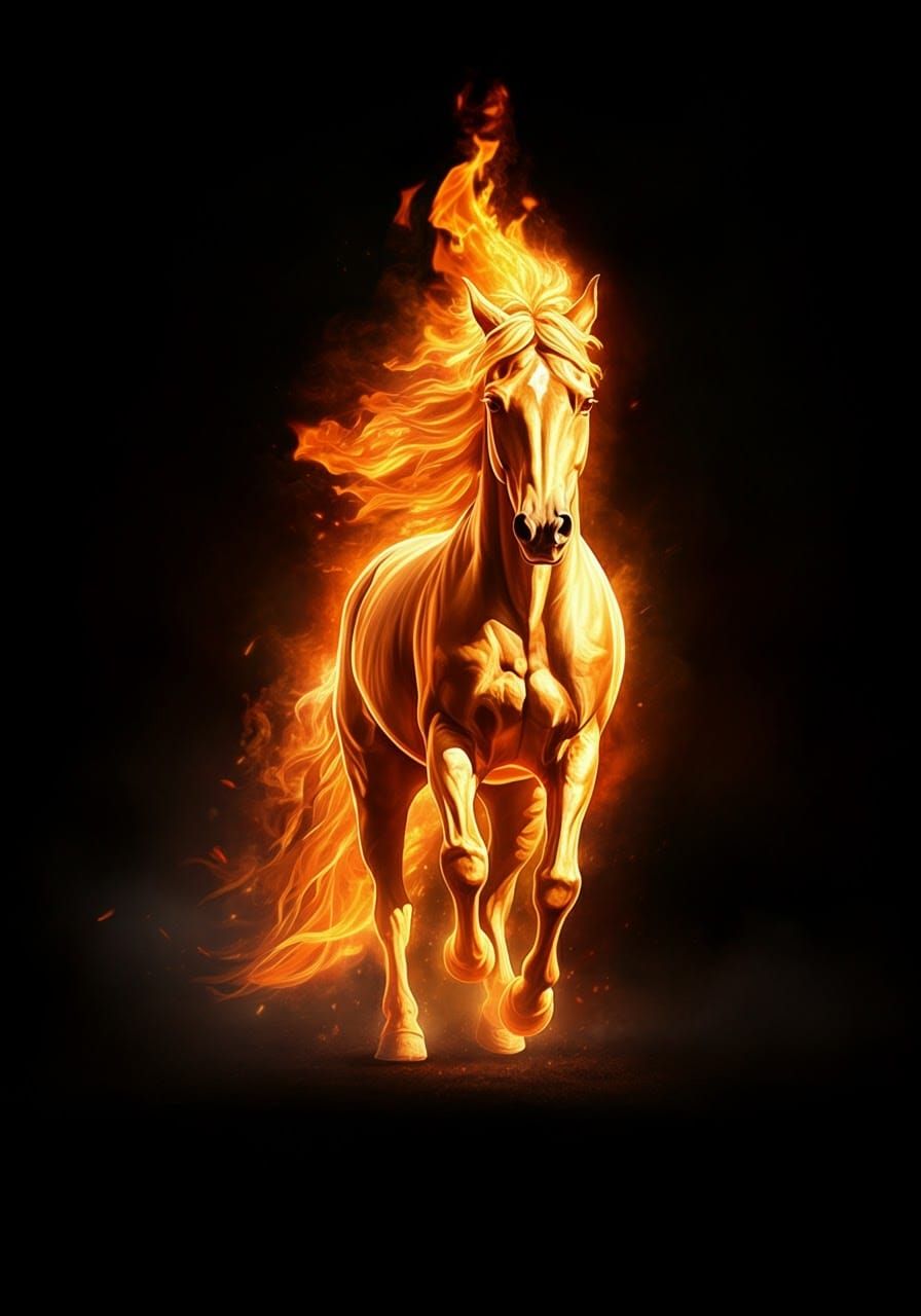 Fiery Horse Galloping from Matchstick Inferno