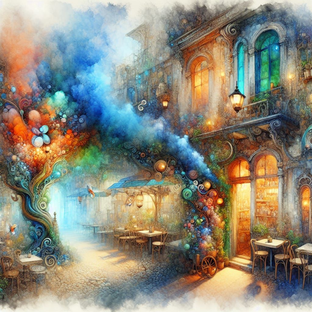 Surreal Cafe Scene