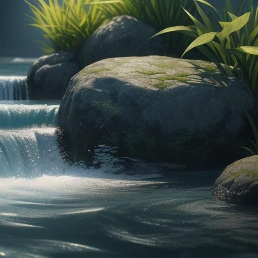 Young Boy Floating in Calm Water: 3D Anime Art