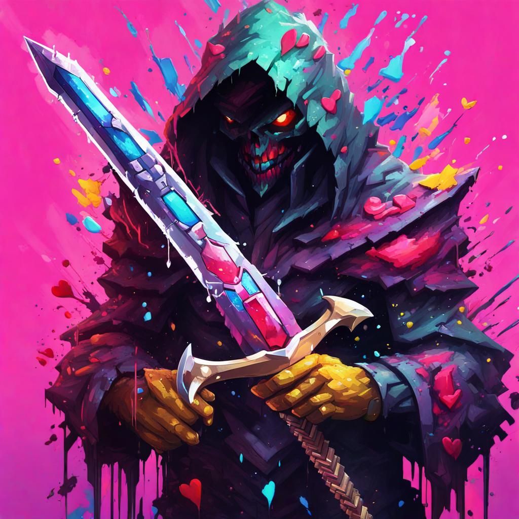 Pixel Art Heartbreak: Fantasy Graffiti in Vibrant Colors