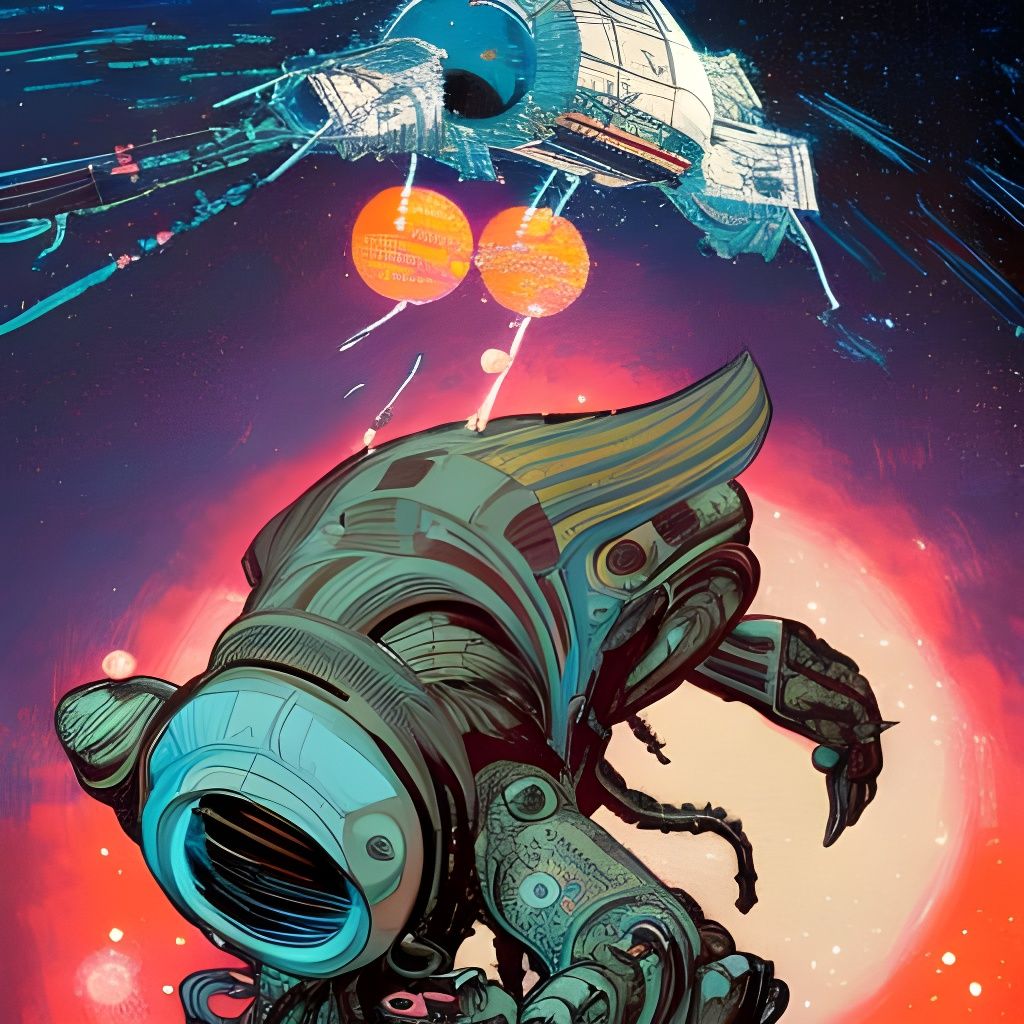 Space Monster vs Aliens in Retro Comic Art