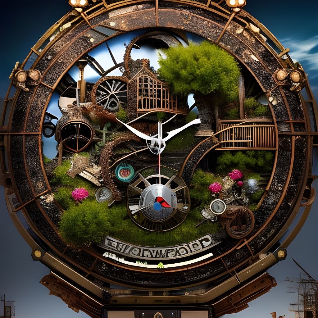 Post-Apocalyptic Clock Graveyard Wonderland in Isometric Vie...