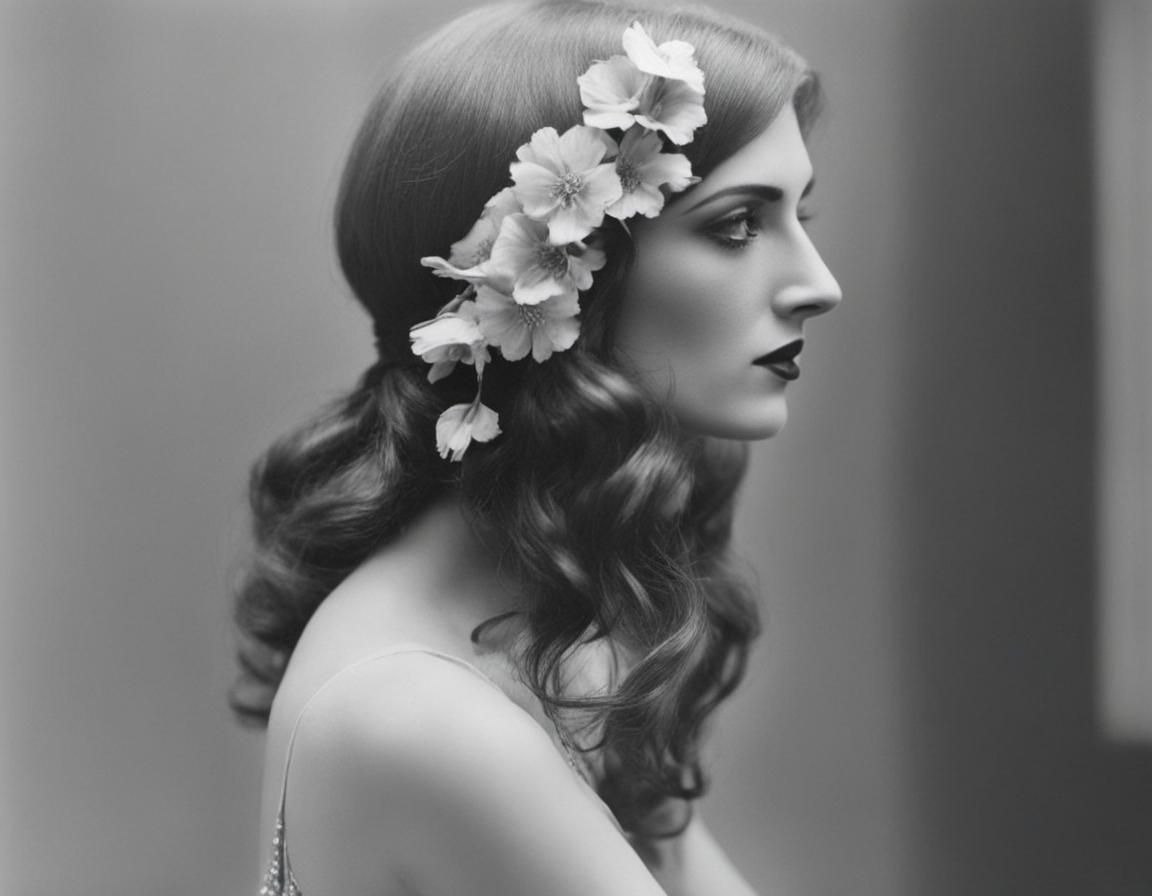 Pale Girl with Flower, 1920s Style Photo