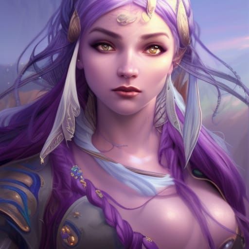 Moon Elf Maiden Overlooking Port City