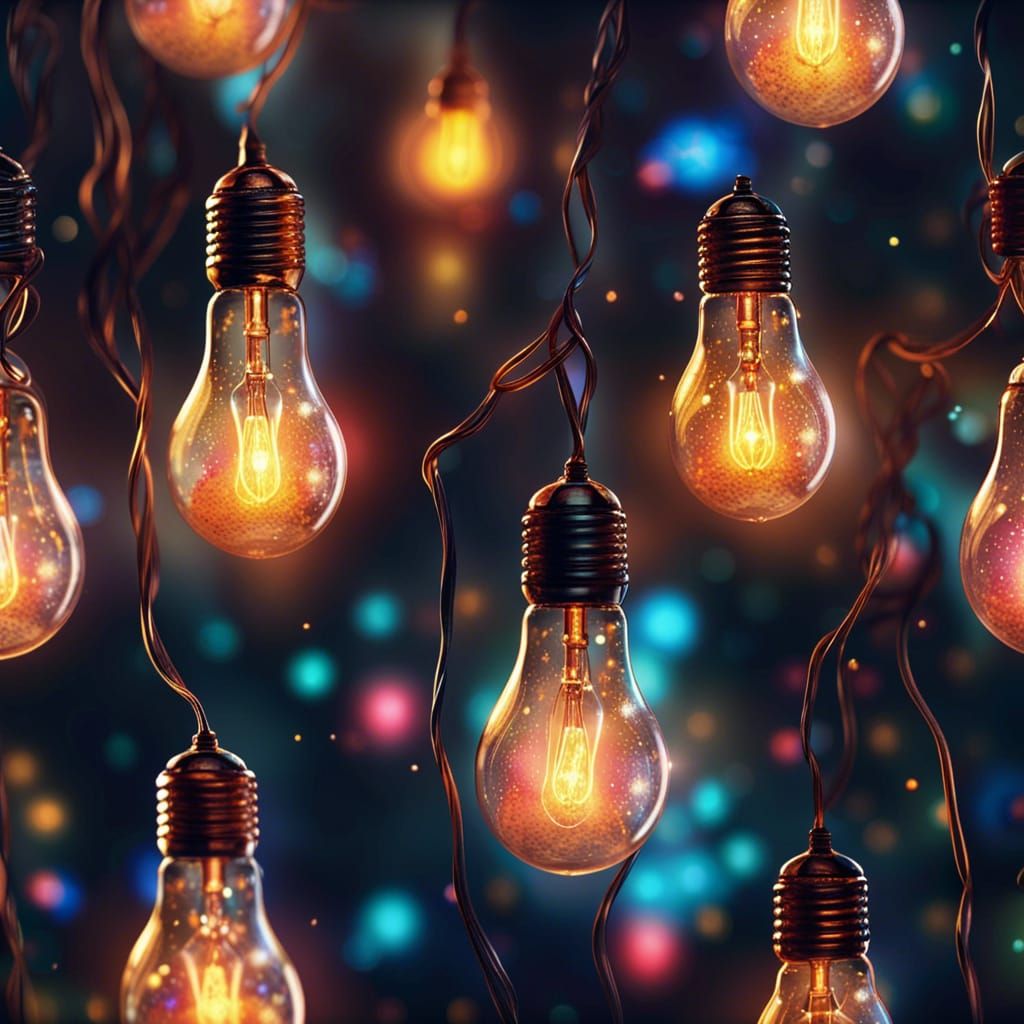 Fairy Lights Inside Edison Light Bulb, Digital Art
