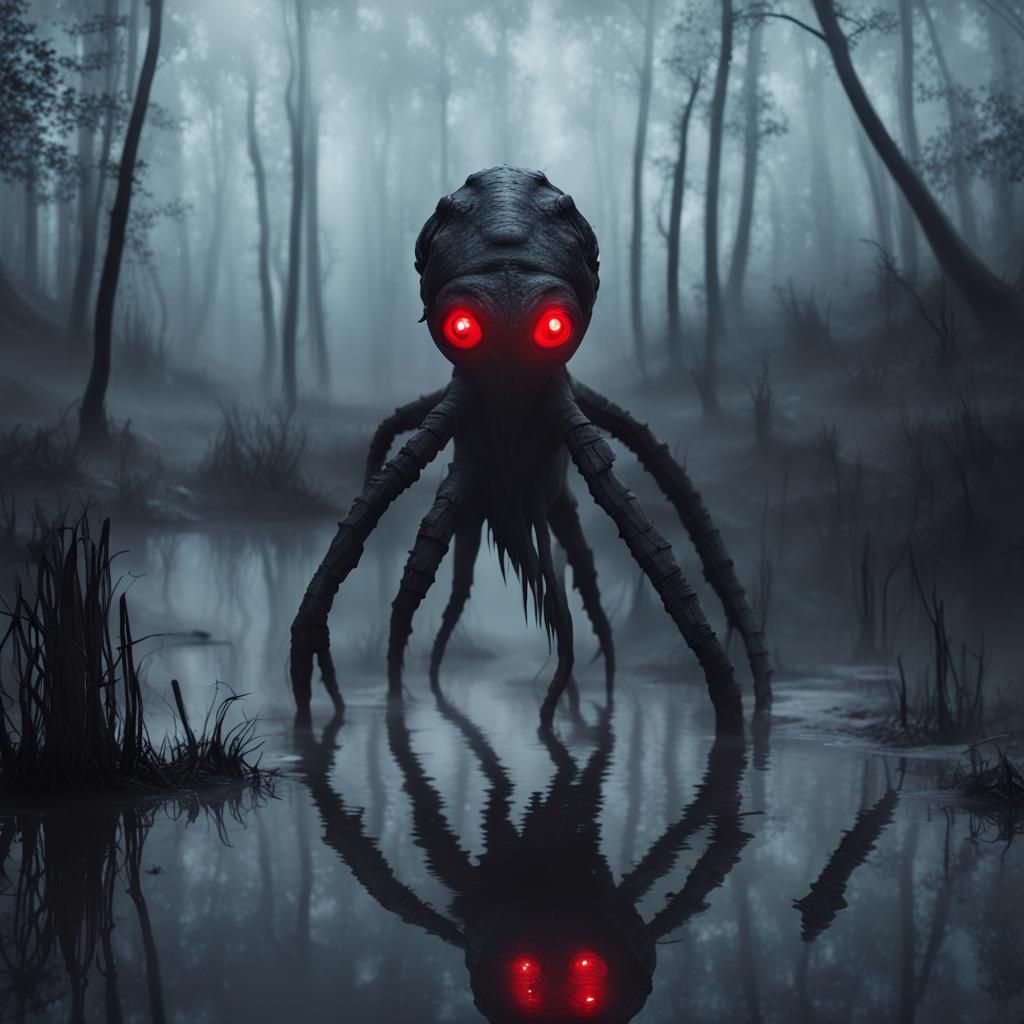Eldritch Swamp Creature in Lovecraftian Style