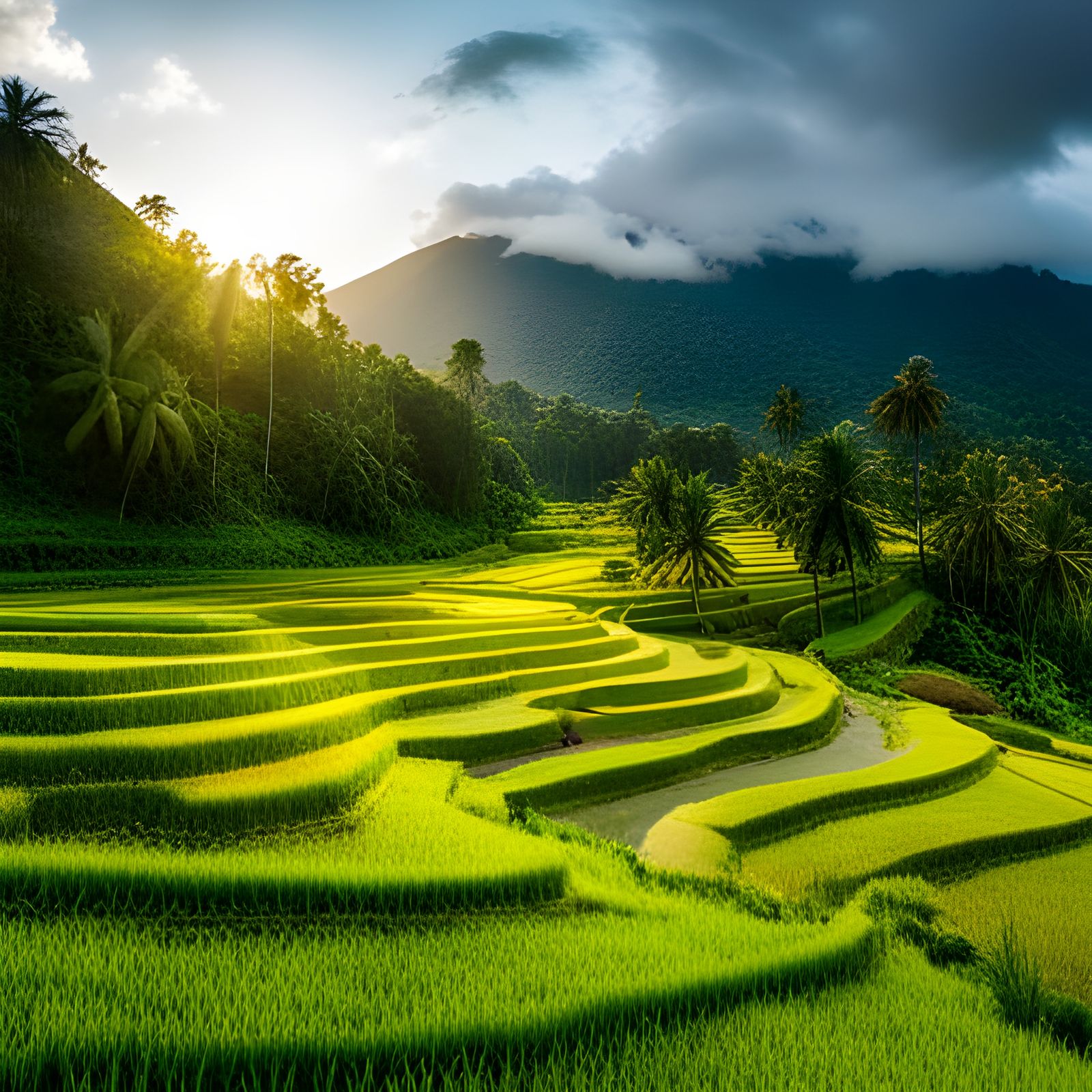 Aerial View of Rice Terraces in Bali