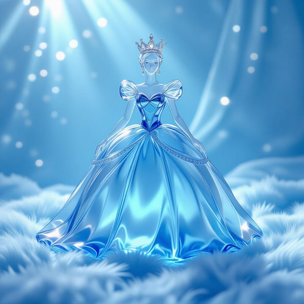 Transparent Glass Princess in Blue Gown