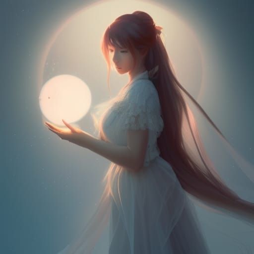 Radiant Pregnant Woman in Moonlit Concept Art