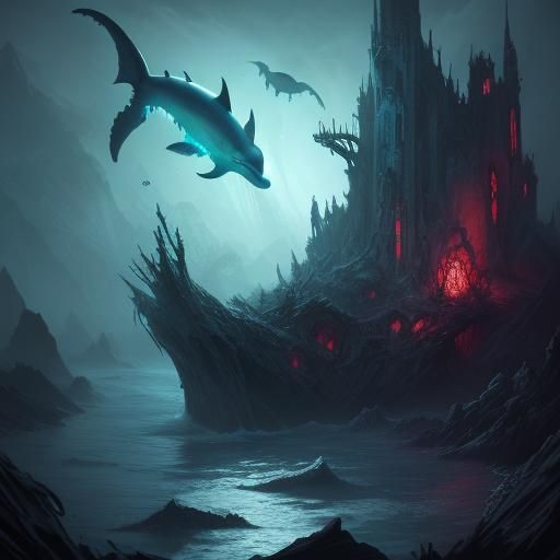 Undead Abyssal Dolphin in Fantasy Concept Art