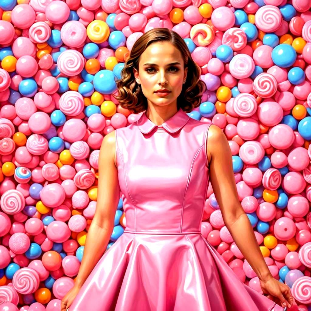 Natalie Portman in Pink Candy Art Style