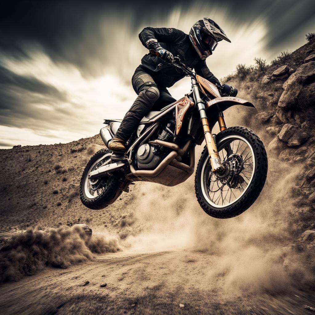 Motorbike Jumps Grand Canyon in Hyperrealistic Detail