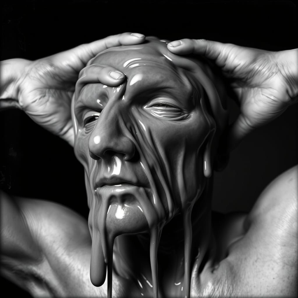 Surreal Fluid Portrait in a Cyberpunk Aesthetic