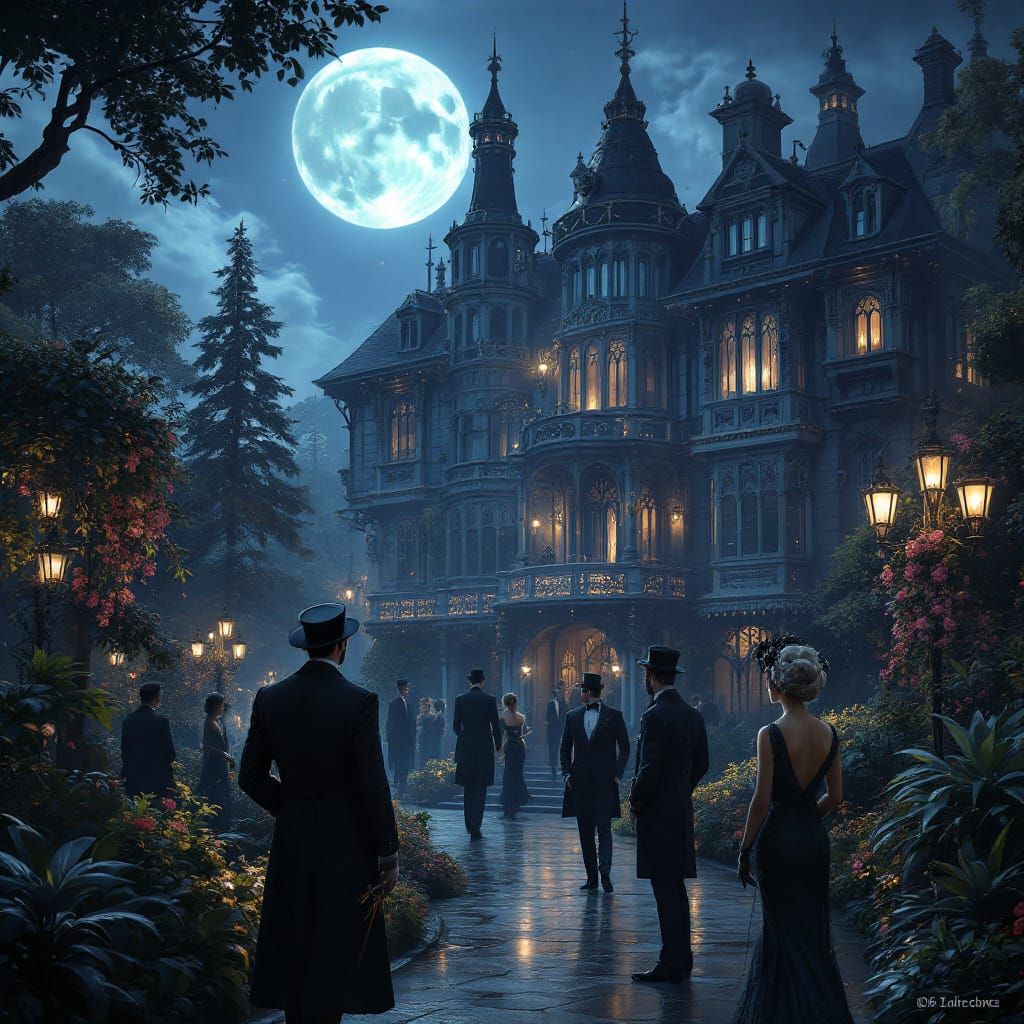 Opulent 1920s Aristocratic Society in Fantasy Concept Art