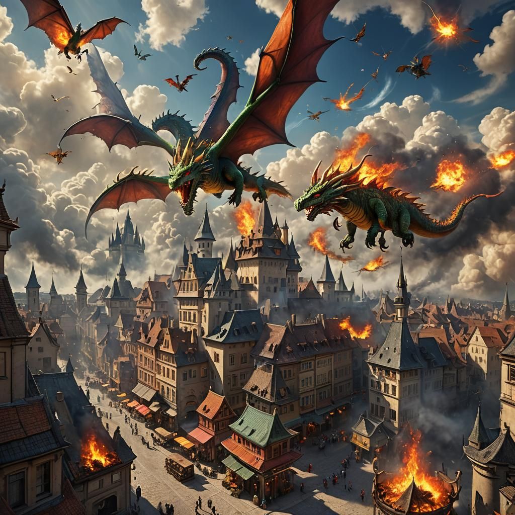 Cloud City Festival with Flying Kites in Fantasy Art