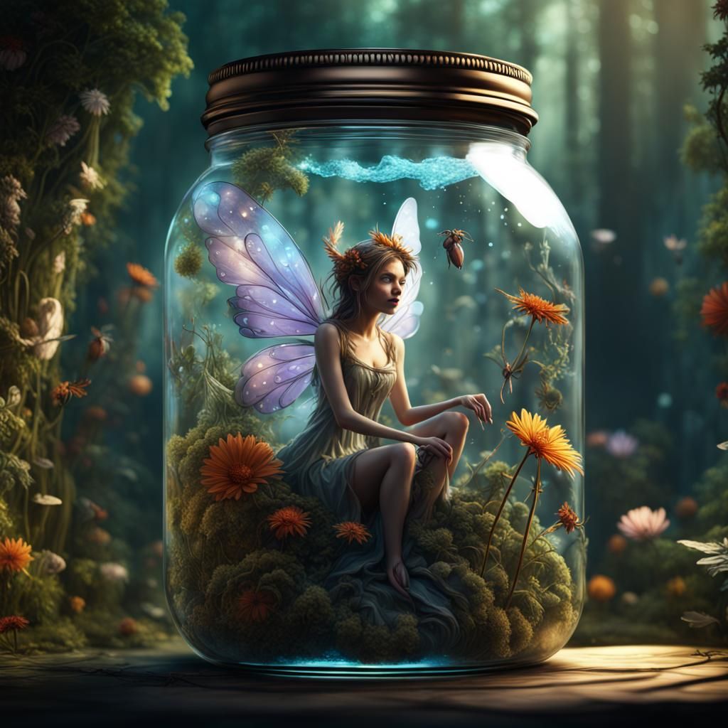 Garden Fairy Trapped: Detailed Matte Painting